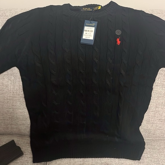 Black Polo Cable Knit Sweater - Picture 2 of 3